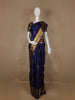 Dark Blue Floral Woven Pure Kanchipuram Silk Saree - Diadem