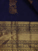 Dark Blue Floral Woven Pure Kanchipuram Silk Saree - Diadem