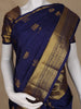 Dark Blue Floral Woven Pure Kanchipuram Silk Saree - Diadem
