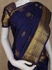 Dark Blue Floral Woven Pure Kanchipuram Silk Saree - Diadem