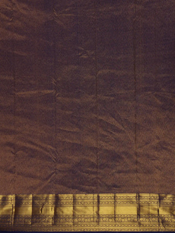 Dark Blue Floral Woven Pure Kanchipuram Silk Saree - Diadem