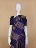 Dark Blue Floral Woven Pure Kanchipuram Silk Saree - Diadem