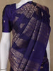 Dark Blue Floral Woven Pure Kanchipuram Silk Saree - Diadem