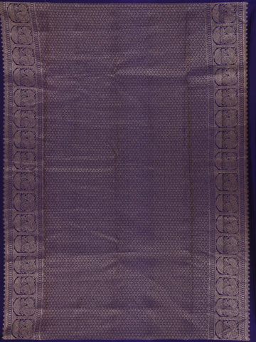 Dark Blue Floral Woven Pure Kanchipuram Silk Saree - Diadem