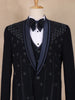 Dark Blue Floral Designed Men's Suit - Diadem