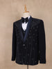 Dark Blue Floral Designed Men's Suit - Diadem