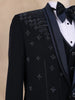 Dark Blue Floral Designed Men's Suit - Diadem