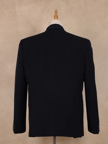 Dark Blue Floral Designed Men's Suit - Diadem