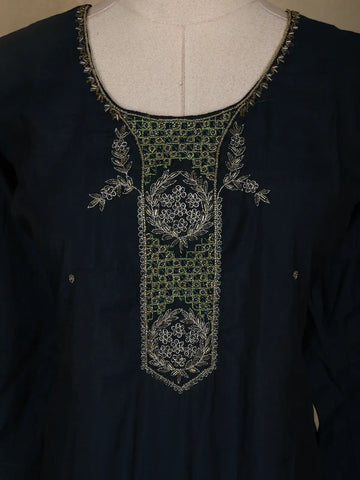 Dark Green Floral Designed Cotton Salwar Suit - Diadem