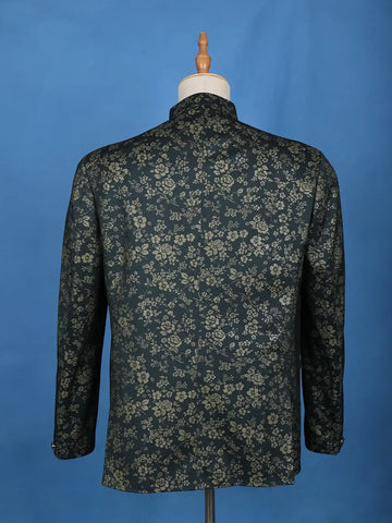 Dark Green Floral Designed Jodhpuri Men's Suit - Diadem