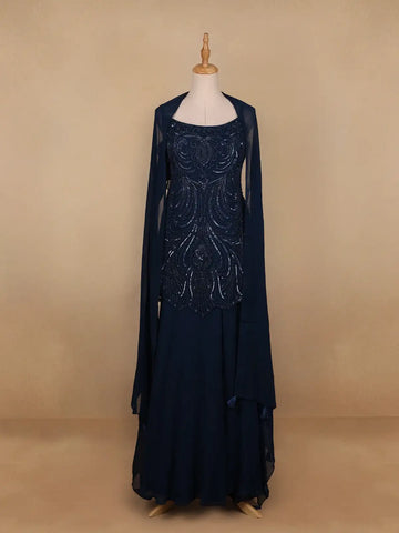 Dark Green Floral Embroidery Georgette Palazzo Salwar Suit - Diadem