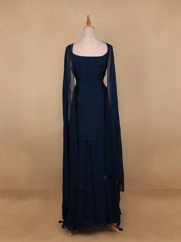 Dark Green Floral Embroidery Georgette Palazzo Salwar Suit - Diadem