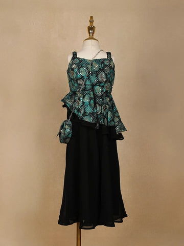 Dark Green Floral Printed Georgette Party Wear Palazzo Suit - Diadem