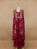 Dark Pink Floral Design Crepe Palazzo Suit - Diadem