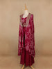 Dark Pink Floral Design Crepe Palazzo Suit - Diadem