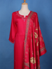 Dark Pink Floral Design Printed Satin Salwar Suit - Diadem