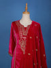 Dark Pink Floral Designed Velvet Salwar Suit - Diadem