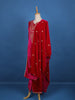 Dark Pink Floral Designed Velvet Salwar Suit - Diadem