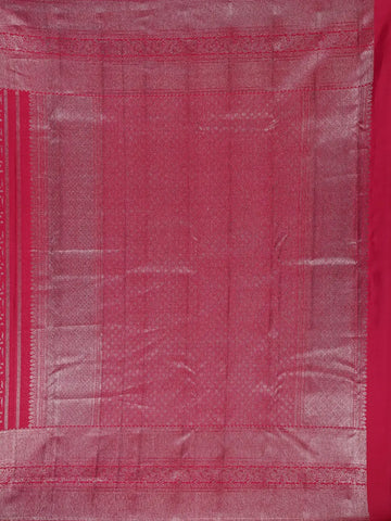 Dark Pink Floral Woven Pure Kanchipuram Silk Saree - Diadem