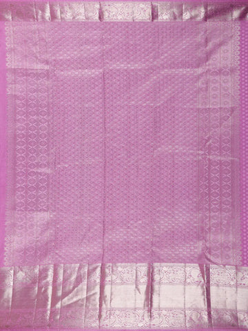 Dark Pink Floral Woven Pure Kanchipuram Silk Saree - Diadem