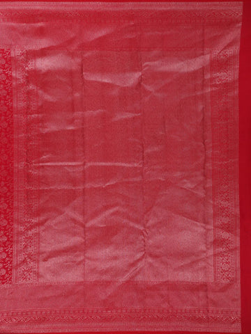 Dark Pink Floral Woven Pure Kanchipuram Silk Saree - Diadem