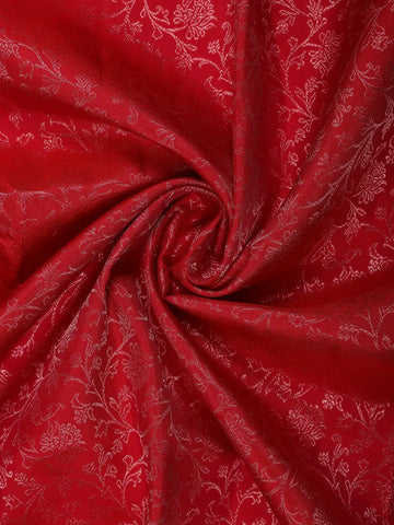 Dark Pink Floral Woven Pure Kanchipuram Silk Saree - Diadem