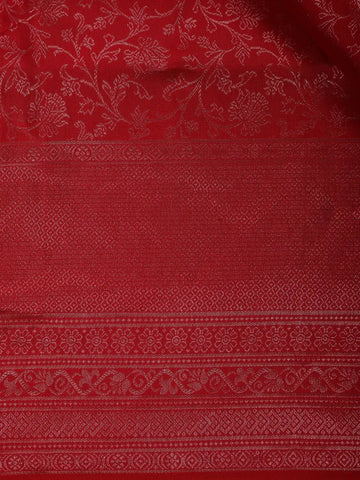 Dark Pink Floral Woven Pure Kanchipuram Silk Saree - Diadem