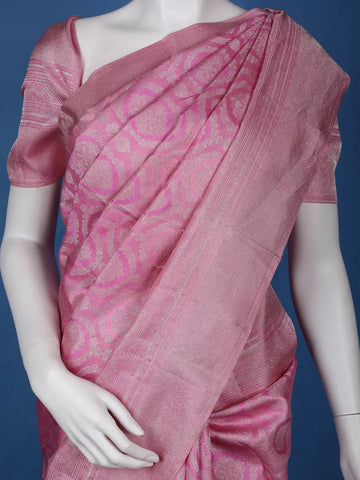 Dark Pink Floral Woven Pure Kanchipuram Silk Saree - Diadem
