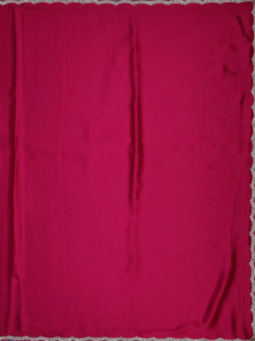 Dark Pink Solid Design Satin Saree - Diadem