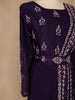 Dark Purple Floral Designed Crepe Gown - Diadem
