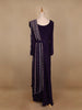 Dark Purple Floral Designed Crepe Gown - Diadem