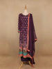 Dark Purple Floral Designed Semi Silk Straight Cut Salwar Suit - Diadem
