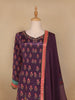Dark Purple Floral Designed Semi Silk Straight Cut Salwar Suit - Diadem