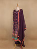 Dark Purple Floral Designed Semi Silk Straight Cut Salwar Suit - Diadem