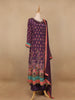 Dark Purple Floral Designed Semi Silk Straight Cut Salwar Suit - Diadem