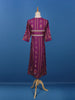 Dark Purple Floral Printed Semi Silk Kurti - Diadem