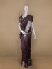 Dark Purple Floral Woven Pure Kanchipuram Silk Saree - Diadem