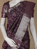 Dark Purple Floral Woven Pure Kanchipuram Silk Saree - Diadem