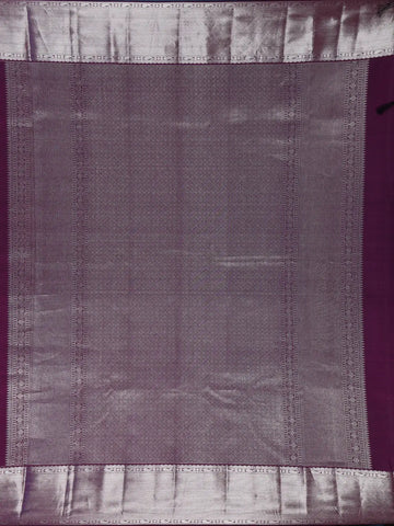 Dark Purple Floral Woven Pure Kanchipuram Silk Saree - Diadem