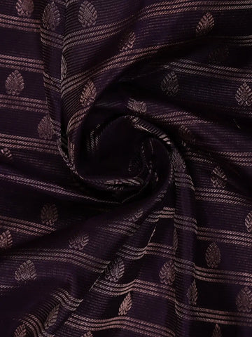 Dark Purple Floral Woven Pure Kanchipuram Silk Saree - Diadem