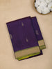 Dark Purple Leaf Motif Pure Kanchipuram Silk Saree - Diadem