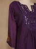 Dark Purple Mirror Worked Cotton Salwar Suit - Diadem