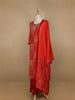 Dark Red Abstract Printed Semi Silk Salwar Suit - Diadem