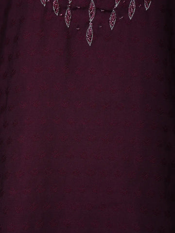 Dark Red Floral Designed Cotton Kurti - Diadem