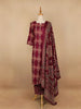 Dark Red Floral Designed Cotton Straight Cut Salwar Suit - Diadem