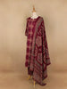 Dark Red Floral Designed Cotton Straight Cut Salwar Suit - Diadem