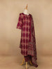Dark Red Floral Designed Cotton Straight Cut Salwar Suit - Diadem