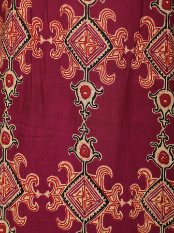Dark Red Floral Designed Cotton Straight Cut Salwar Suit - Diadem