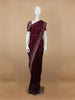 Dark Red Floral Designed Raw Silk Saree - Diadem