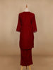 Dark Red Floral Designed Velvet Co Ord Salwar Suit - Diadem